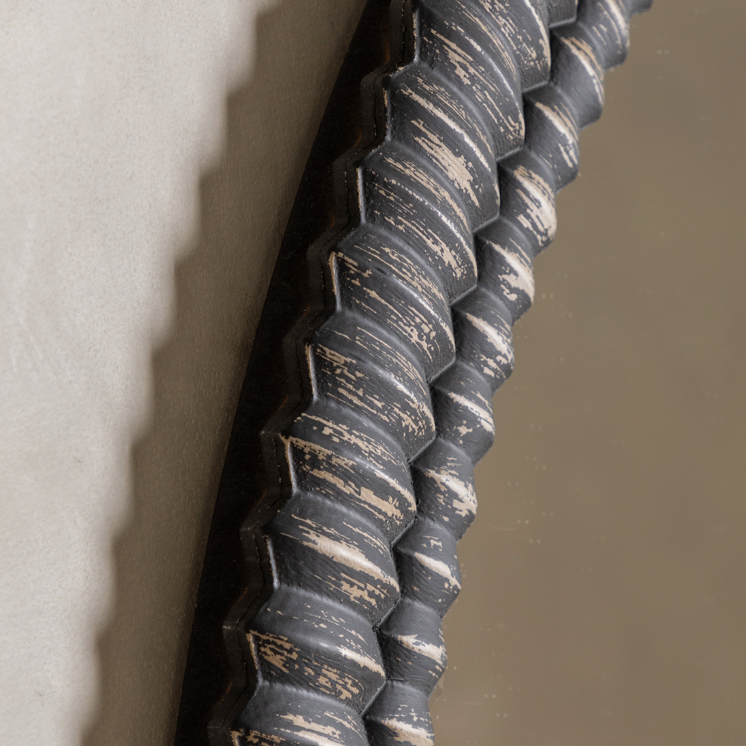 Chambery Arch Black Wash Overmantle Wall Mirror